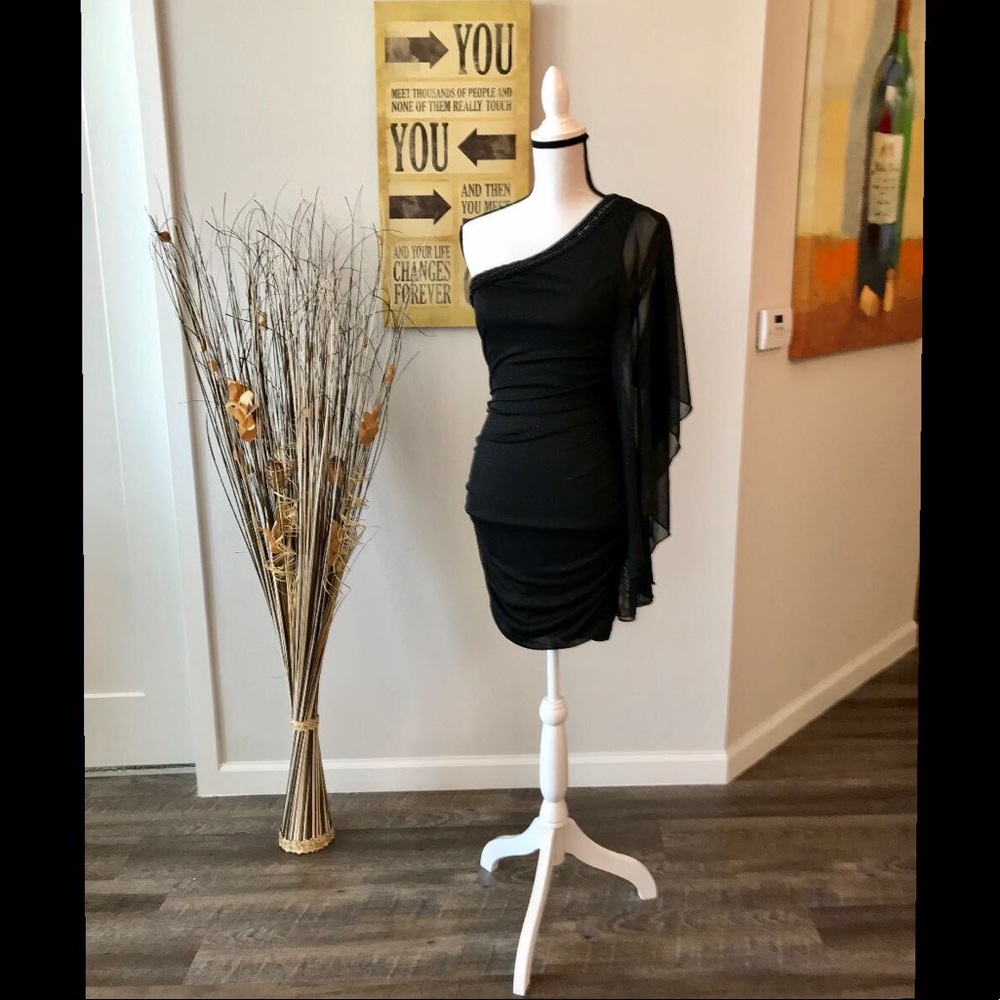 Body Central Black Glitter Sparkle Party Dress SM